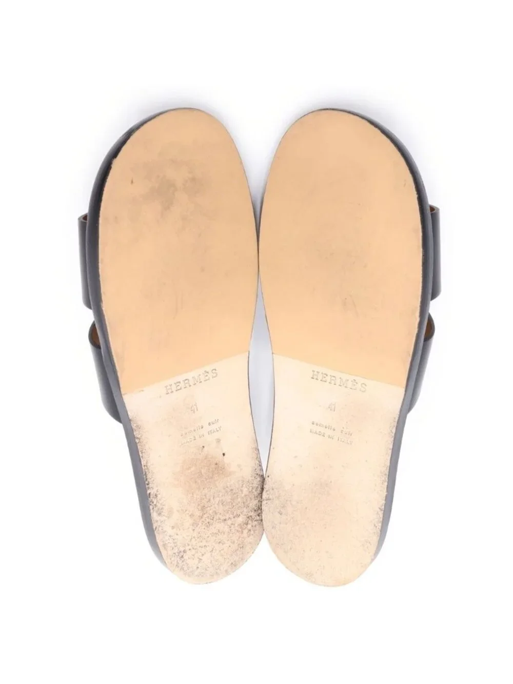 Hermes Izmir Leather Sandals Black